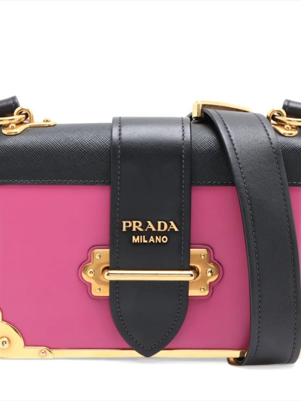 Prada Pink & Black Flap Bag O10 MOG